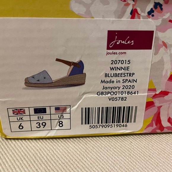 NWT!! Joules Women’s Blue Bee Stripe, Winnie Wedge Espadrille US 8 - Picture 6 of 15
